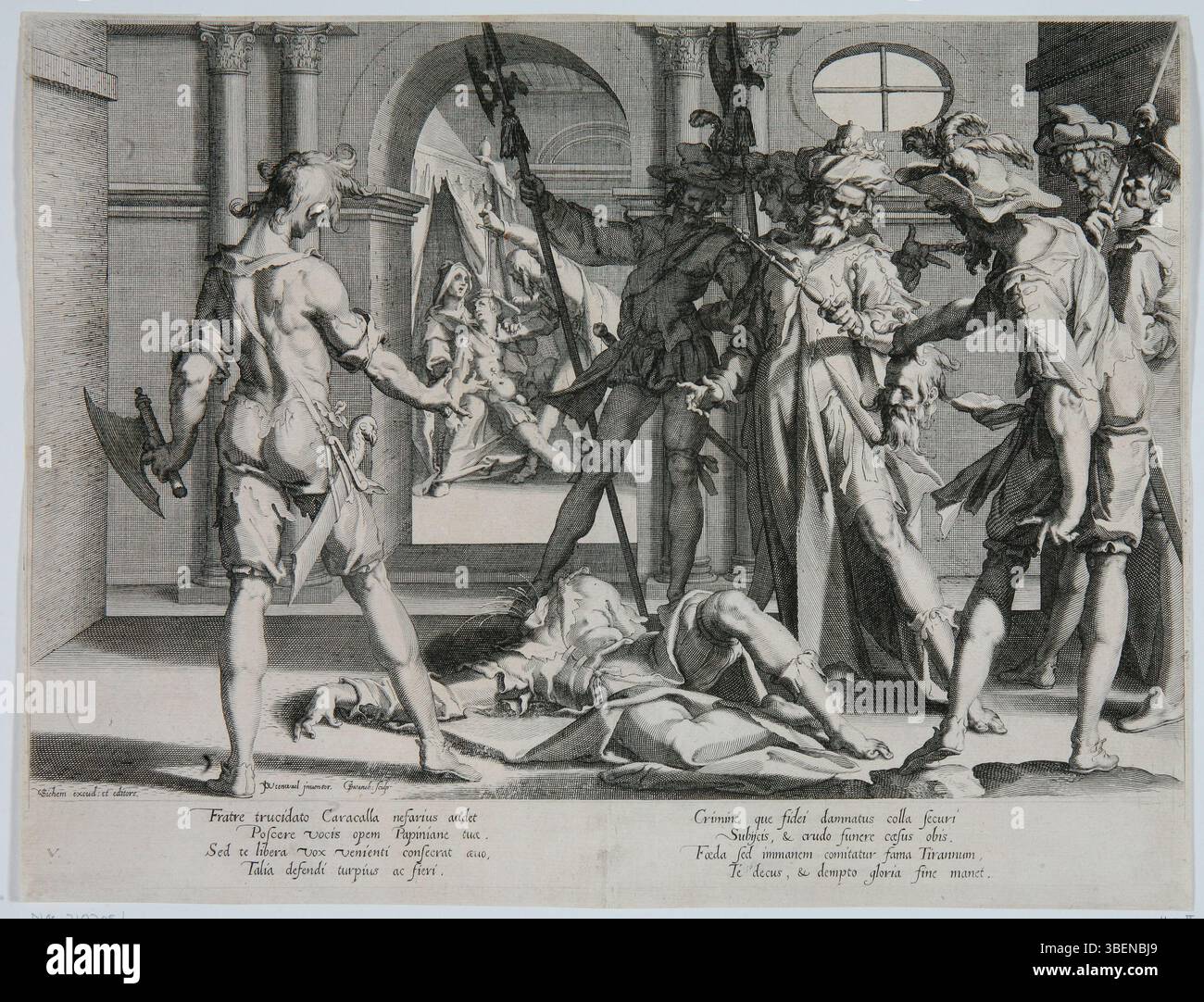 This artwork, created by Willem van Swanenburg, depicts the beheading ...