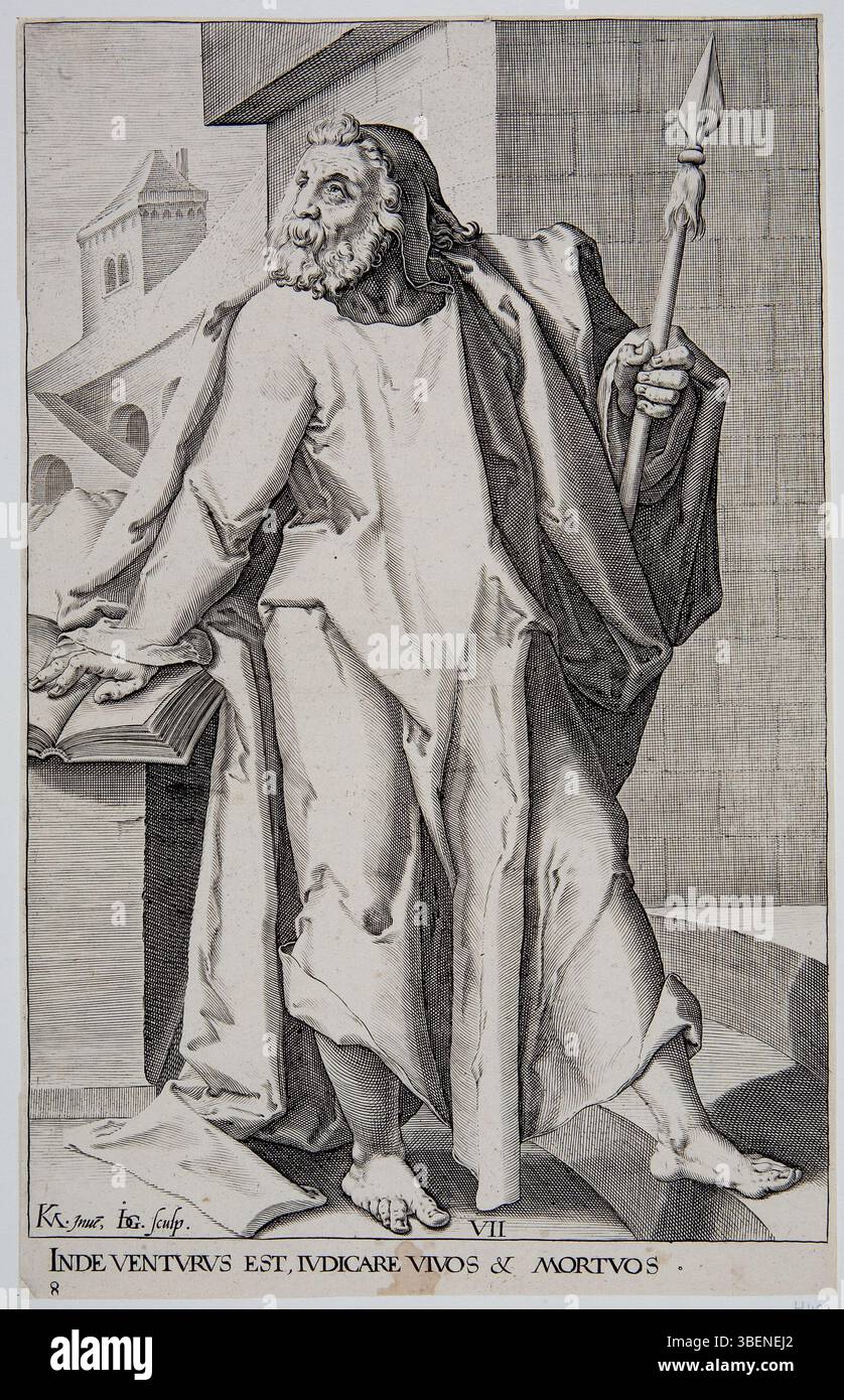 The engraving 'Christ and the Apostles' by Jacques II de Gheyn portrays ...