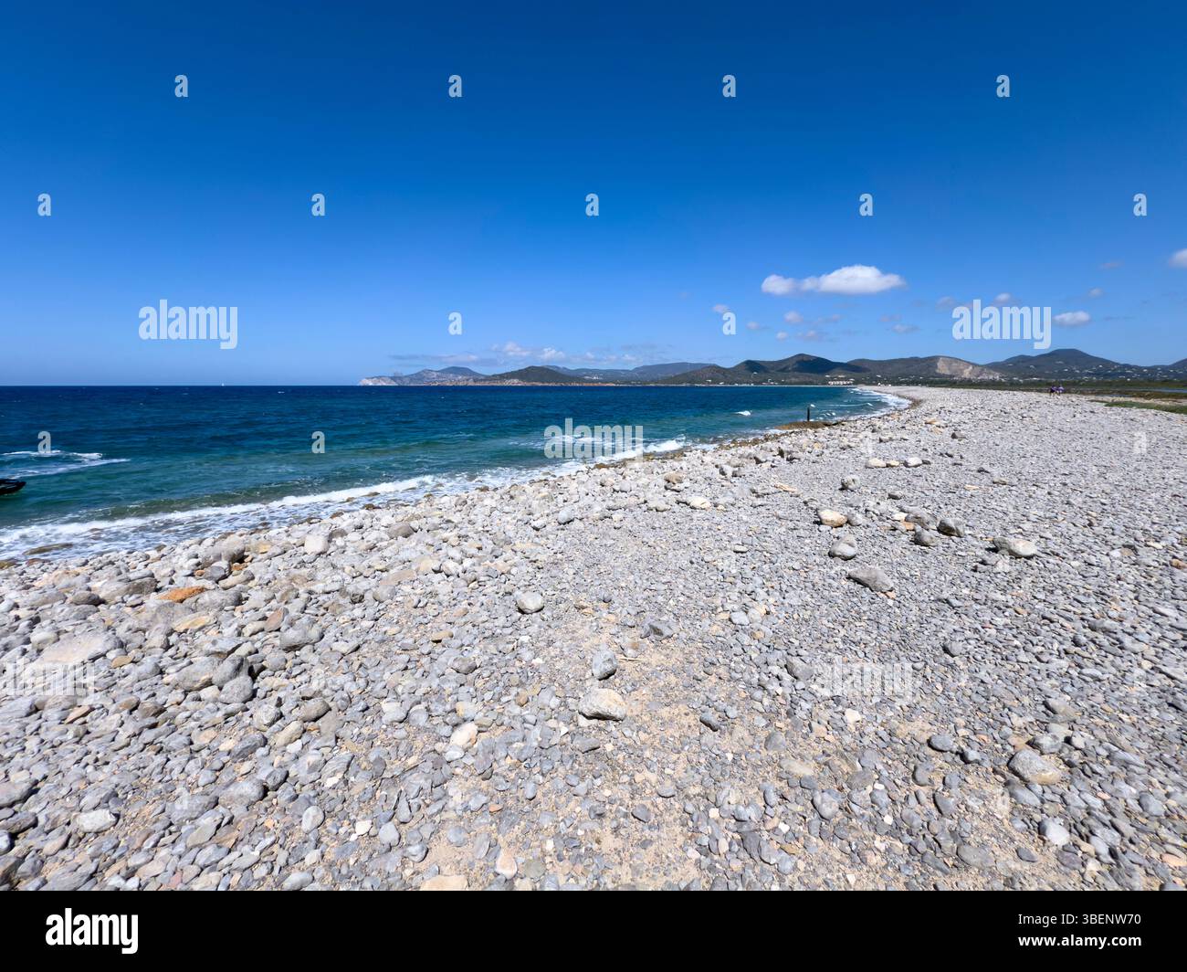 Remote coastal track Camino Cap des Falcó, with dramatic sky and rugged landscape, Ibiza, Balearic Islands, Spain - Smartphone Captured Stock Image