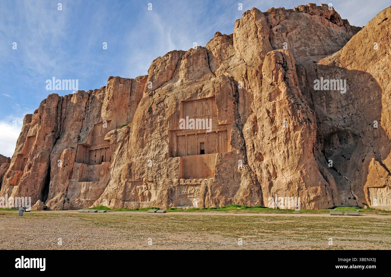 The Nagsh-e Rostam archaeological site in Shiraz, Iran, is a very old ...