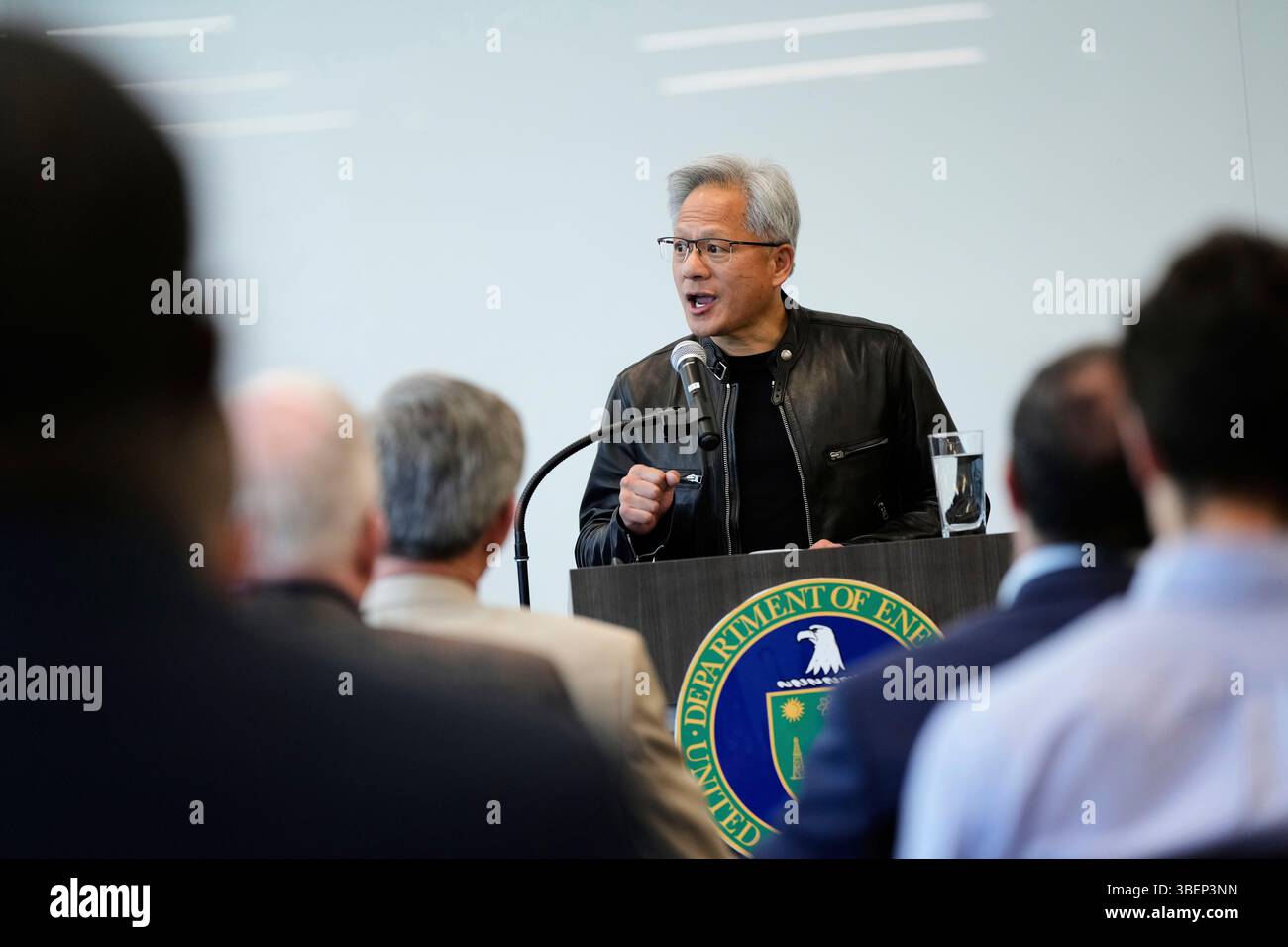 Jensen Huang, CEO of NVIDIA, speaks during a press conference at ...