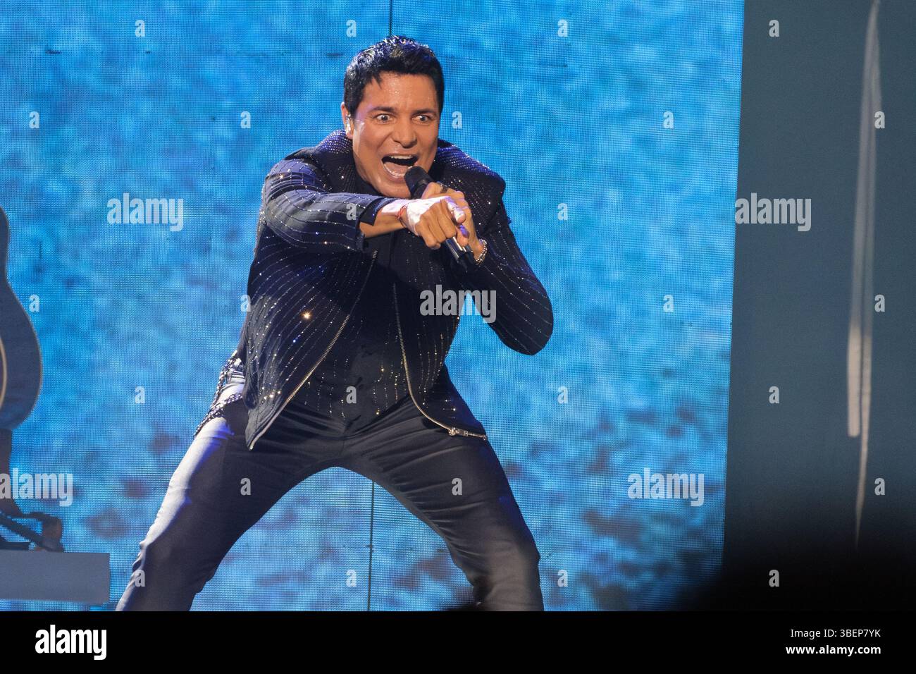 The singer Chayanne performs during his concert at the Movistar Arena ...