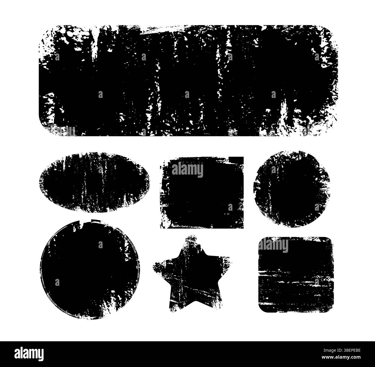 Frame grunge monochrome. Brush stroke, ink paint brush, grunge lines. Grunge banner collection. hand drawn. Not AI, Vector Stock Vector