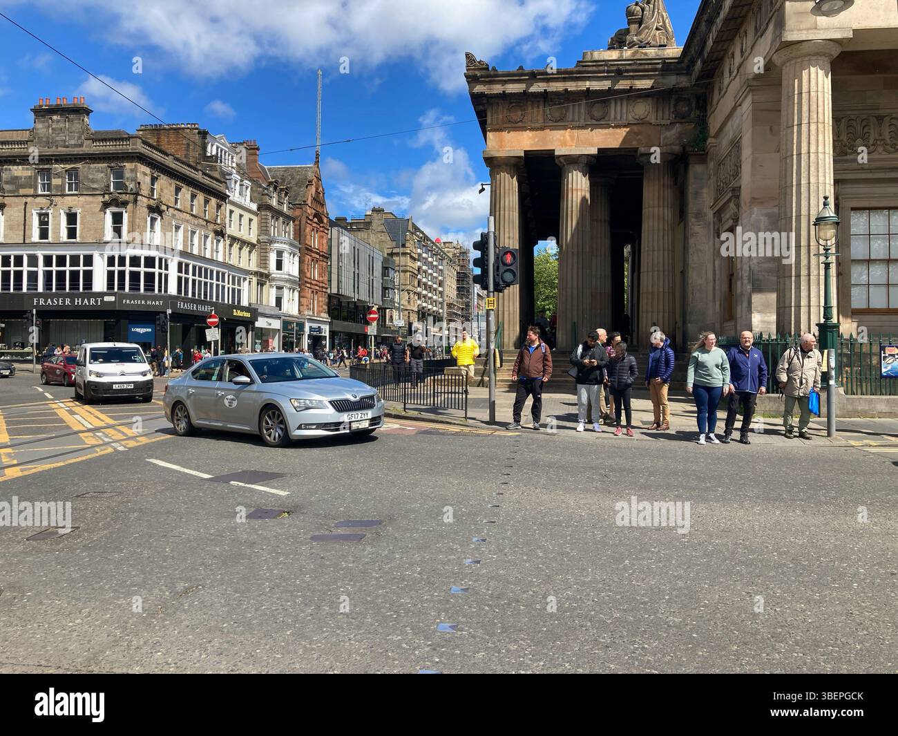 People on The Mound and Princes Street, Edinburgh Scotland Stock Photo