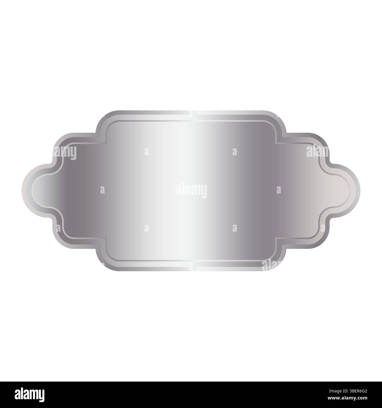 Silver label icon. Vector metallic frame. Glossy classic border. Shiny ...