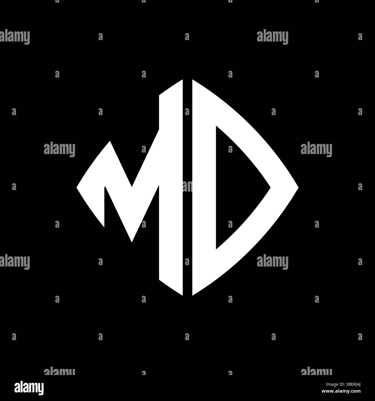 MD Logo initial monogram with geometric modern rectangle rounded style ...