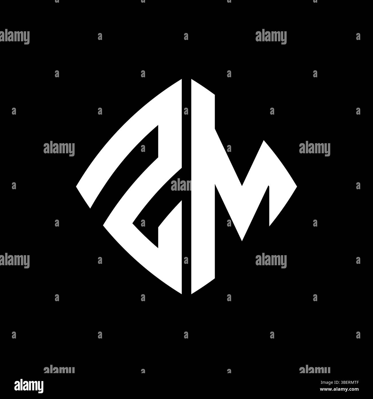 ZM Logo initial monogram with geometric modern rectangle rounded style ...