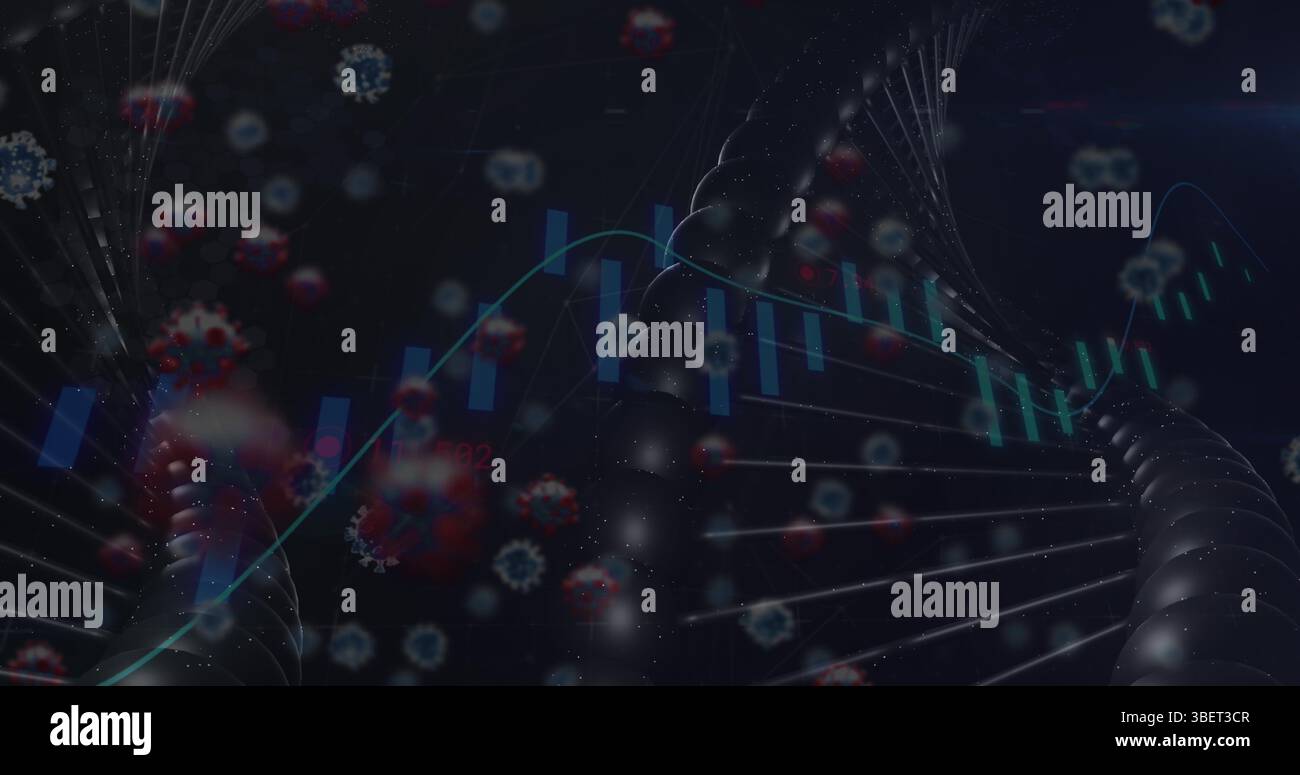 Image of medical data processing over dark background Stock Photo