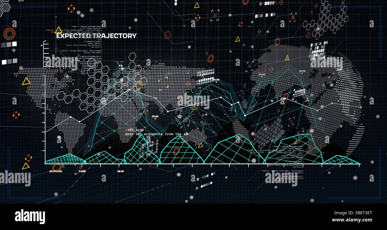 Image of data processing over black background Stock Photo