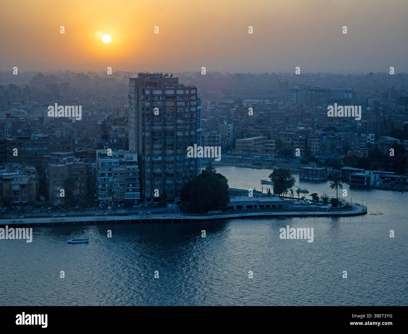 Sunset over Cairo and the Nile River Stock Photo