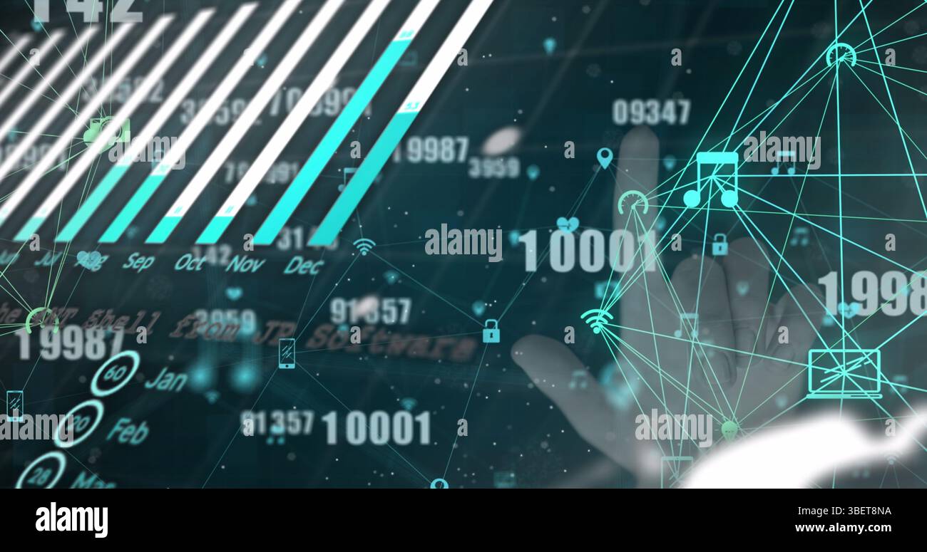 Image of data processing over black background Stock Photo