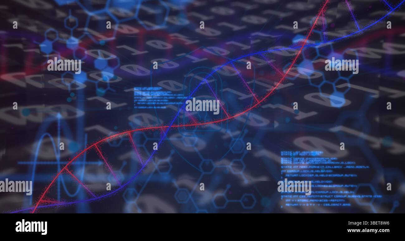 Image of medical data processing over dark background Stock Photo