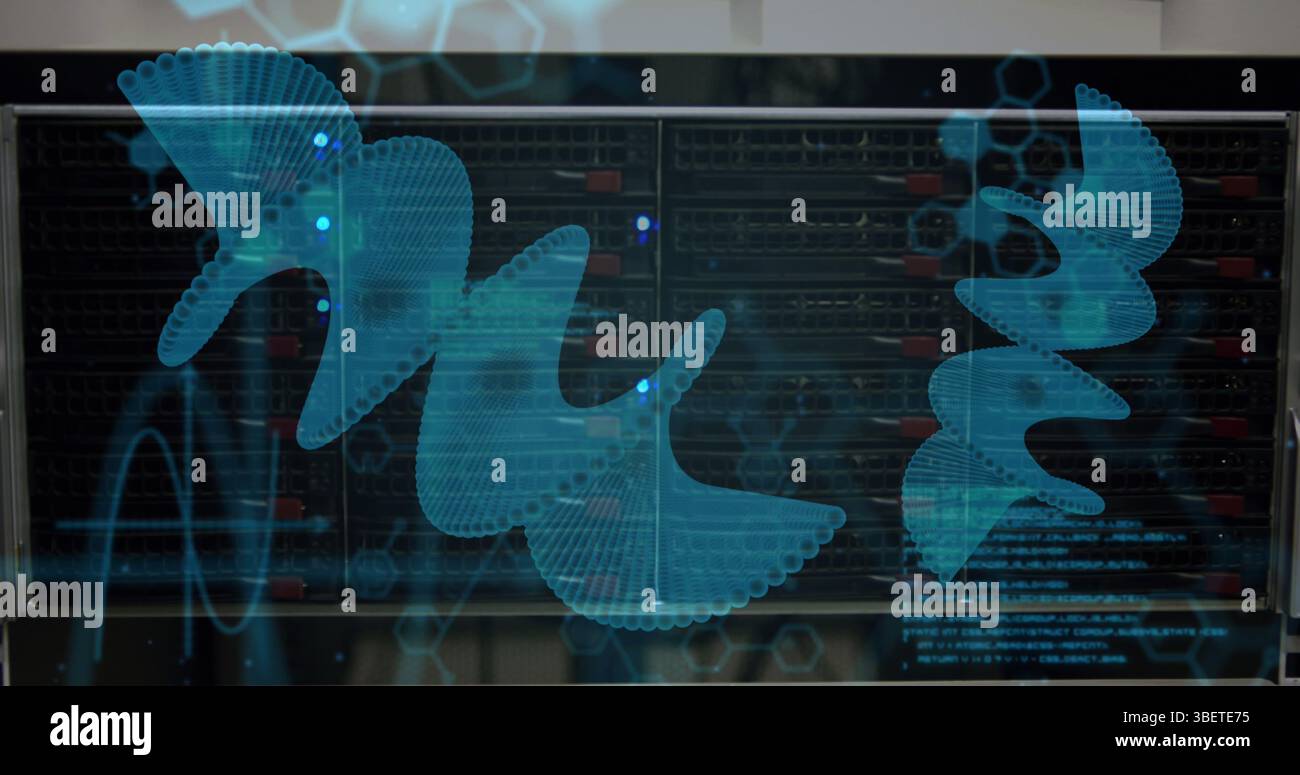 Image of medical data processing over dark background Stock Photo
