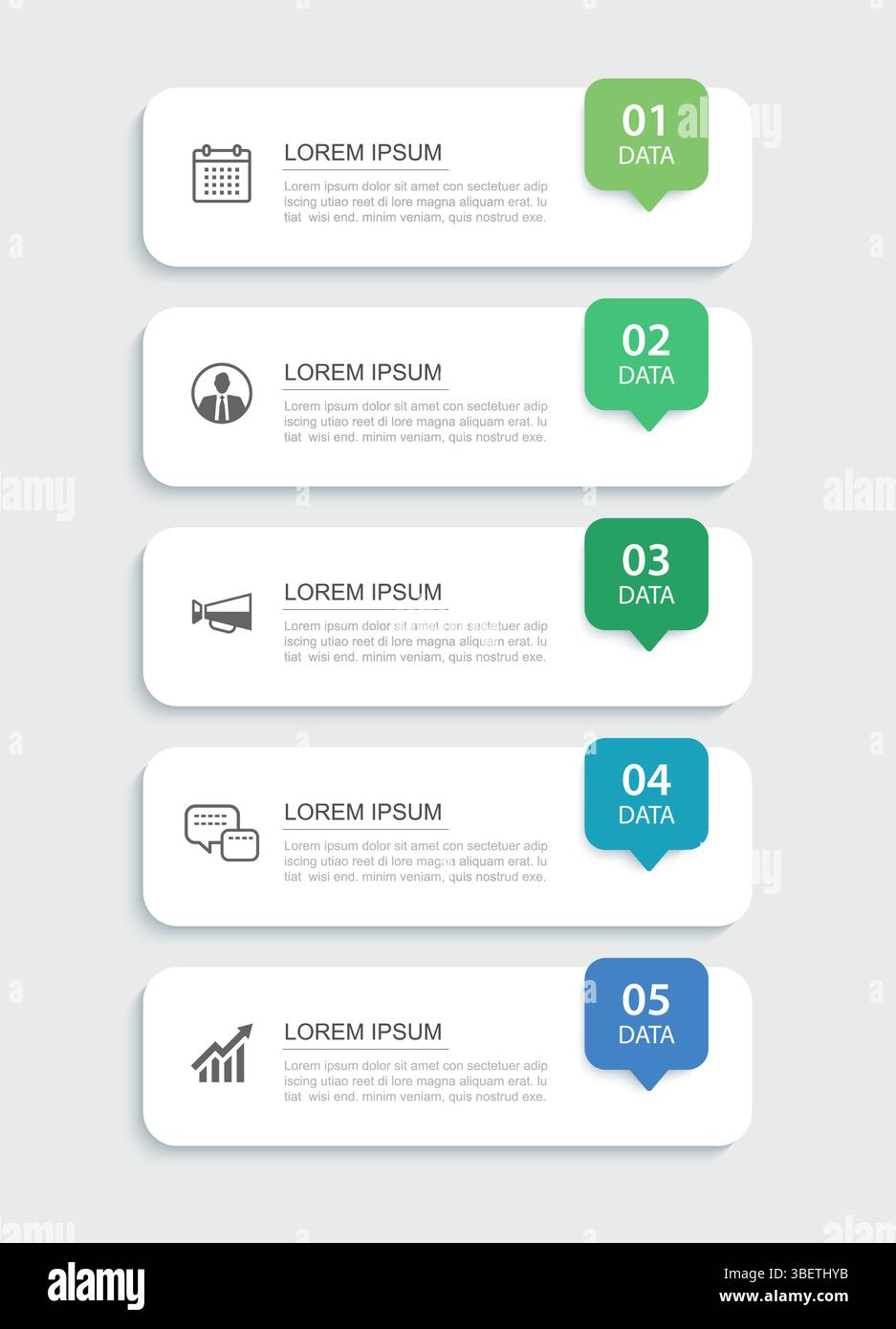 5 data infographics tab paper index template. Illustration abstract background. Stock Vector