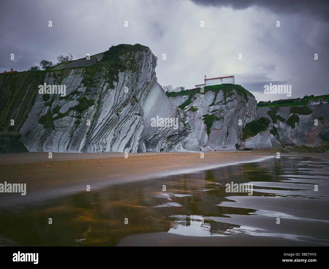 Scenic view of the cliff in Zumaia, Spain - Smartphone Captured Stock Image