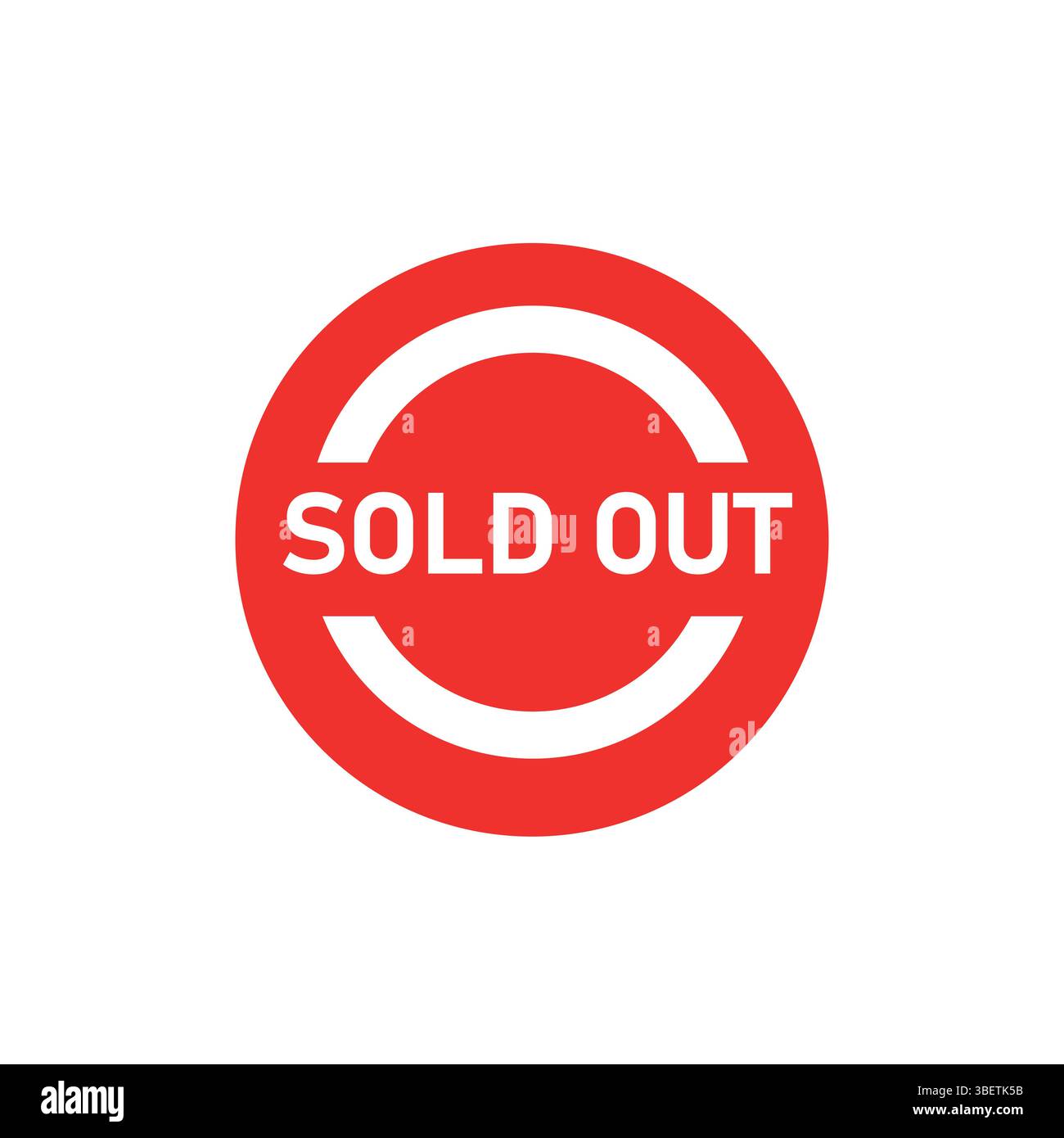 Sold Out Badge in Red | Vector Label on White Background Stock Vector