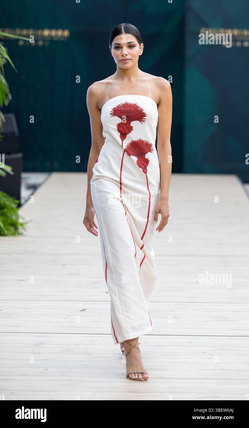 MIAMI, FL - MAY 29: A model walks during Colombia Moda Week, fashion by ...