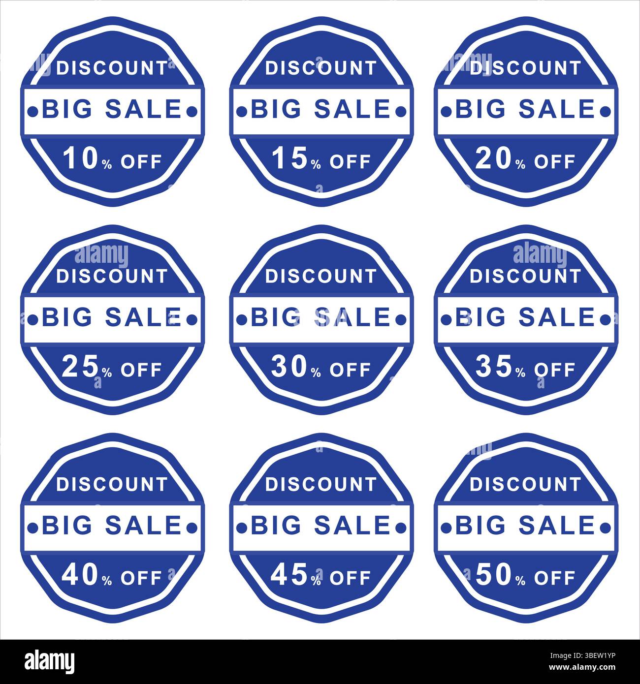 Big sale discount offer banners set, colorful promotion templates, best deal and special offer design on white background, editable vector file. Stock Vector