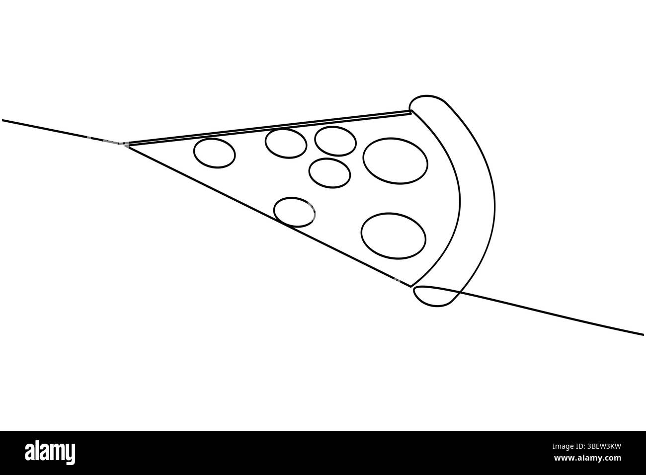 Pizza slice continuous single line drawing isolated on white background Stock Vector