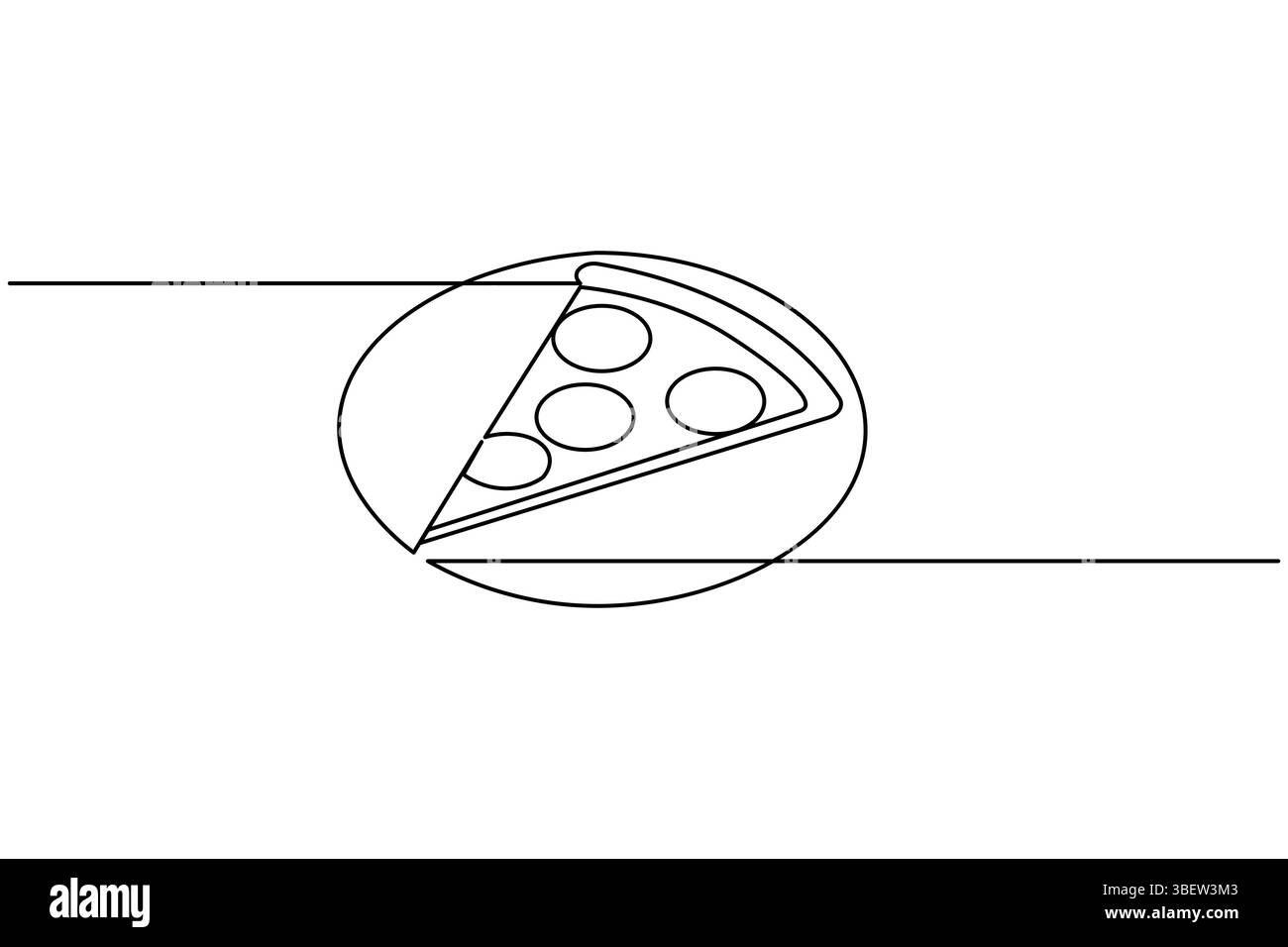 Pizza slice continuous single line drawing isolated on white background Stock Vector
