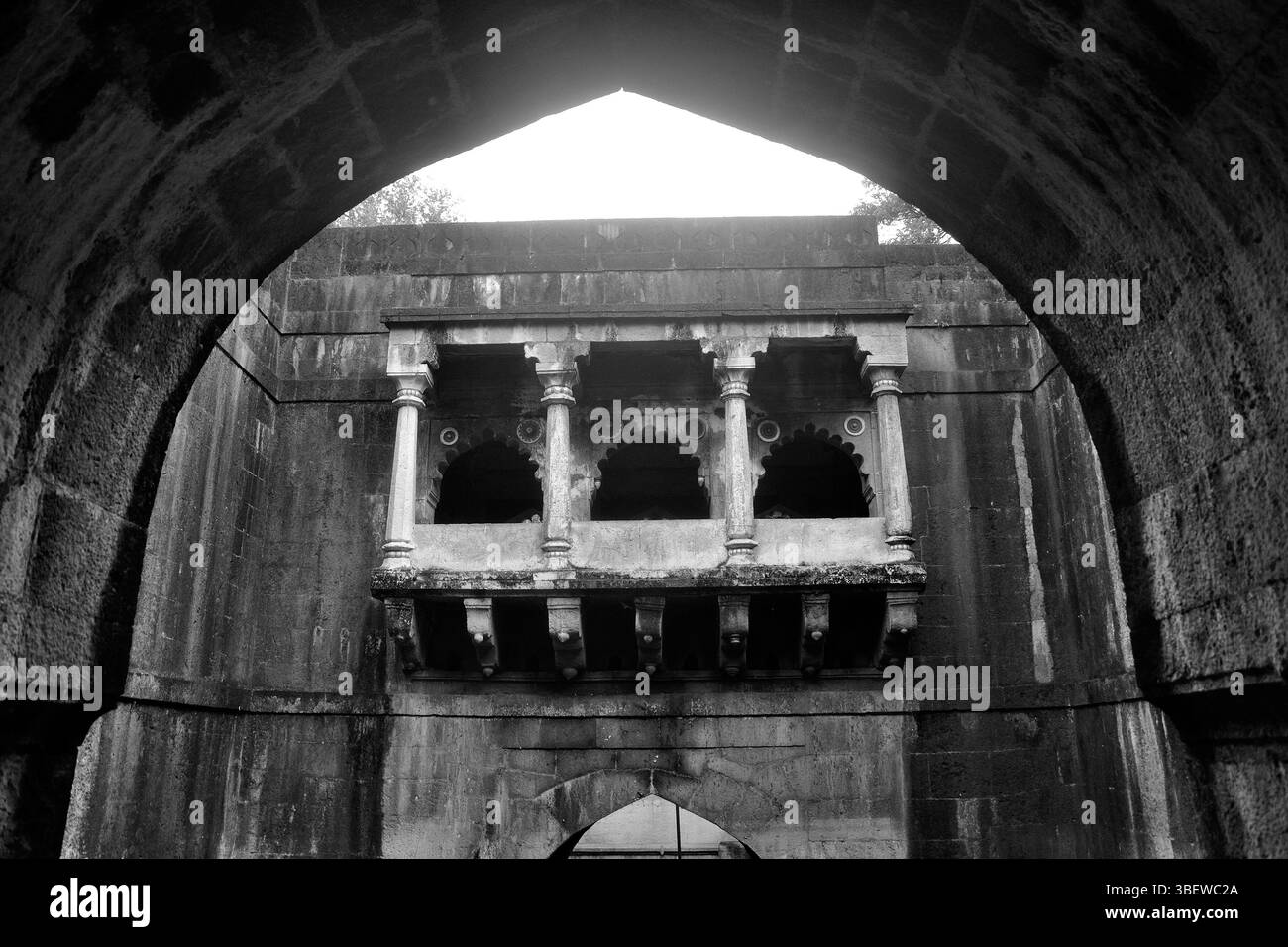 Partial view of the Bara Motachi Vihir is a stepwell in Limb village, constructed by Virubai Bhosale, located in Satara, Maharashtra, India Stock Photo