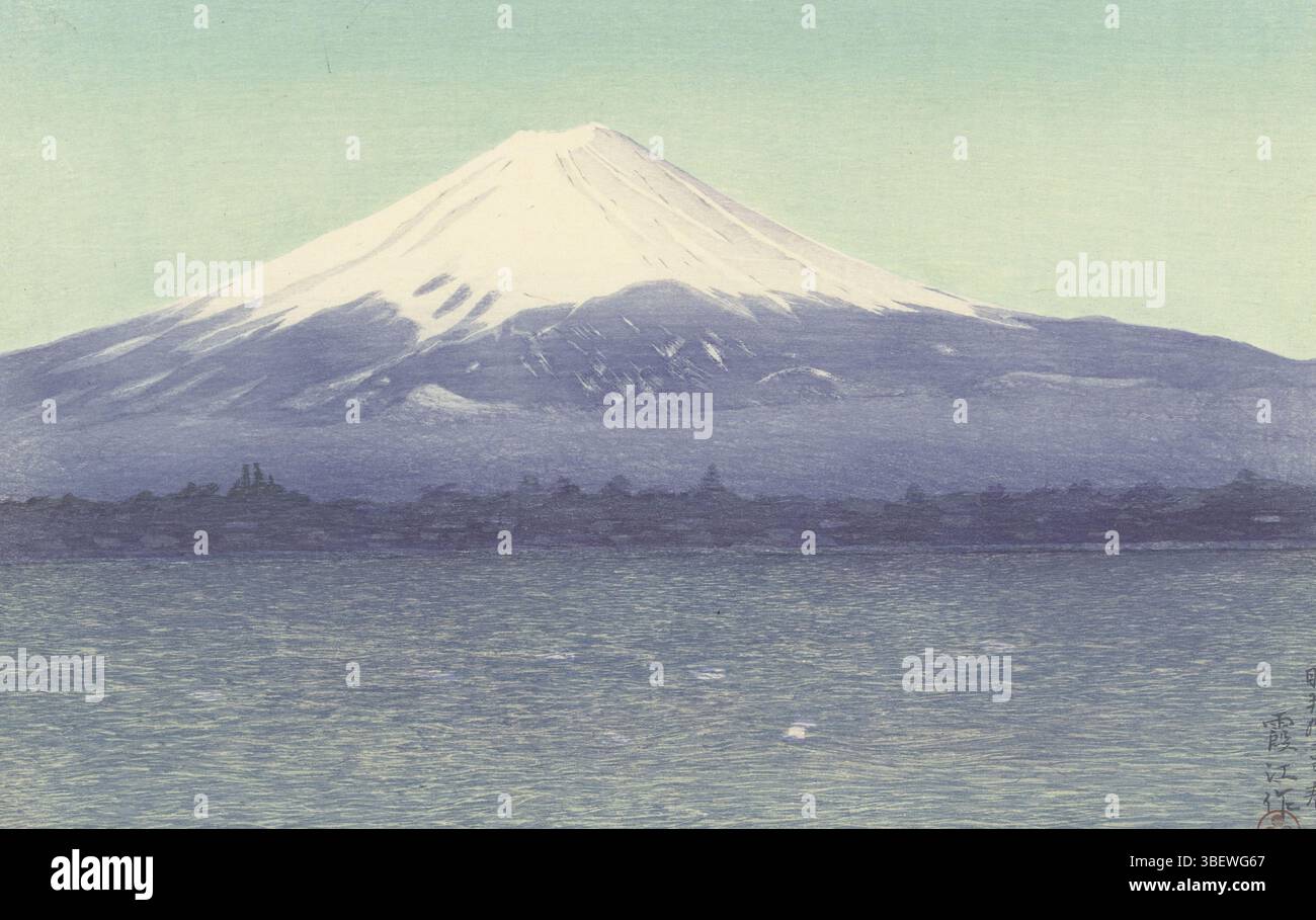 Tokyo, Watanabe Shôzaburô, Japan, Kako, Watanabe, Kawaguchiko, Lake Kawaguchi, View on Mount Fuji, over Lake Kawaguchi, print, Japan (collection), height 294 mm, width 428 mm, printmaker, 1937 - 1937, second quarter 20st century, paper, colour woodcut, publication (Event), Publication, Japanese, 1885 - 1962, publisher Stock Photo