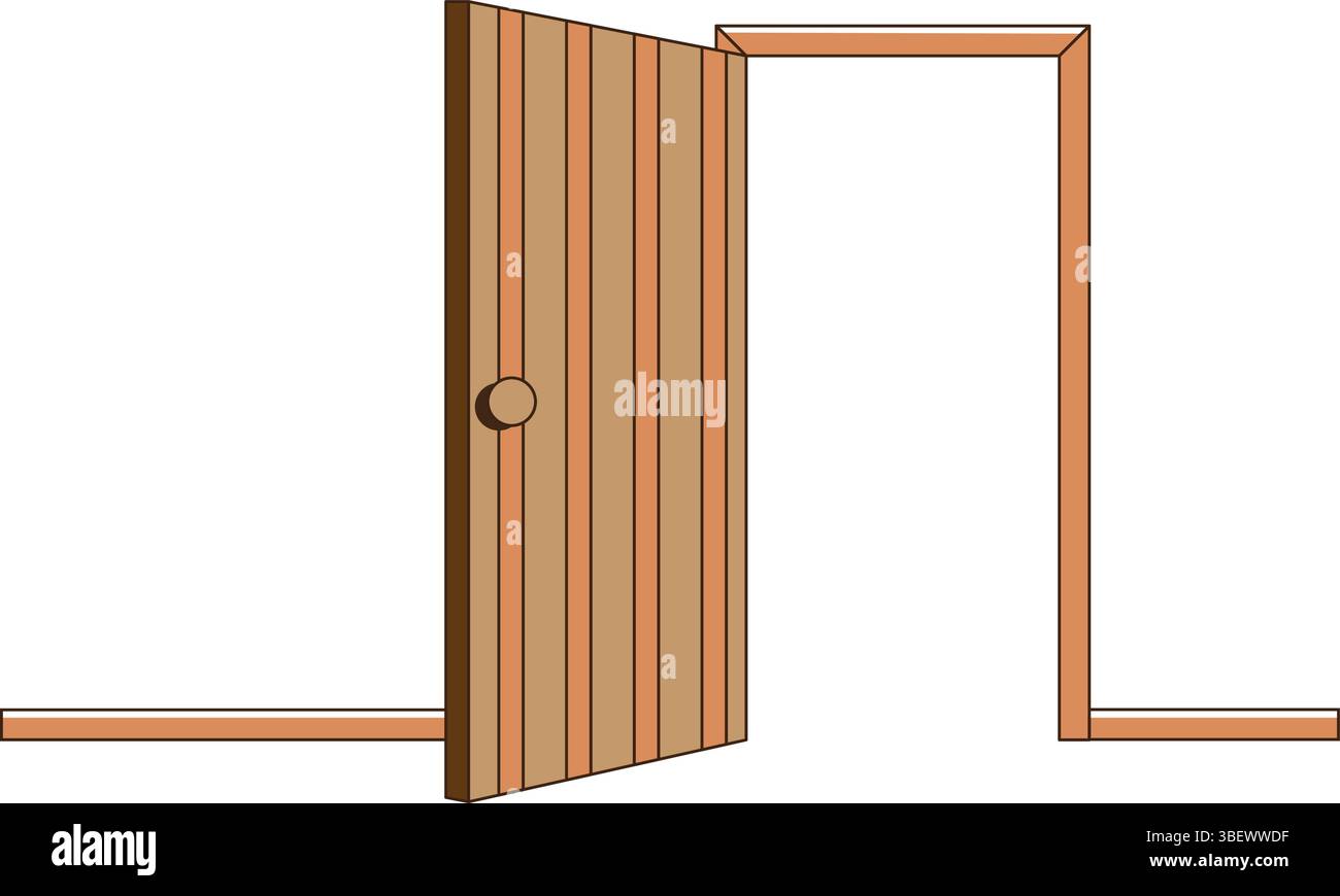 Illustration Open Door in Classcic Home Style Stock Vector