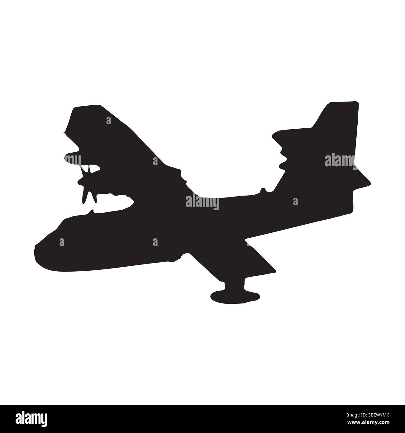 Silhouette of Military Transport Airplane Isolated on White Background ...