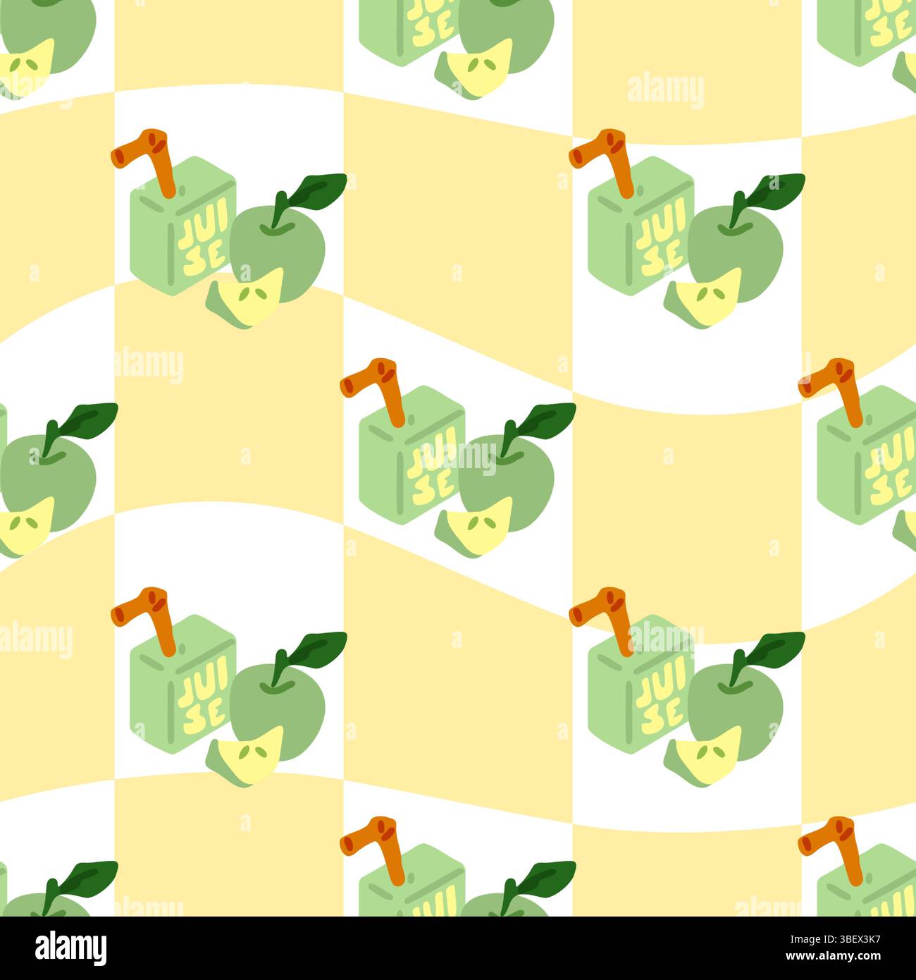 Green Apple Juice Pattern Design Stock Vector