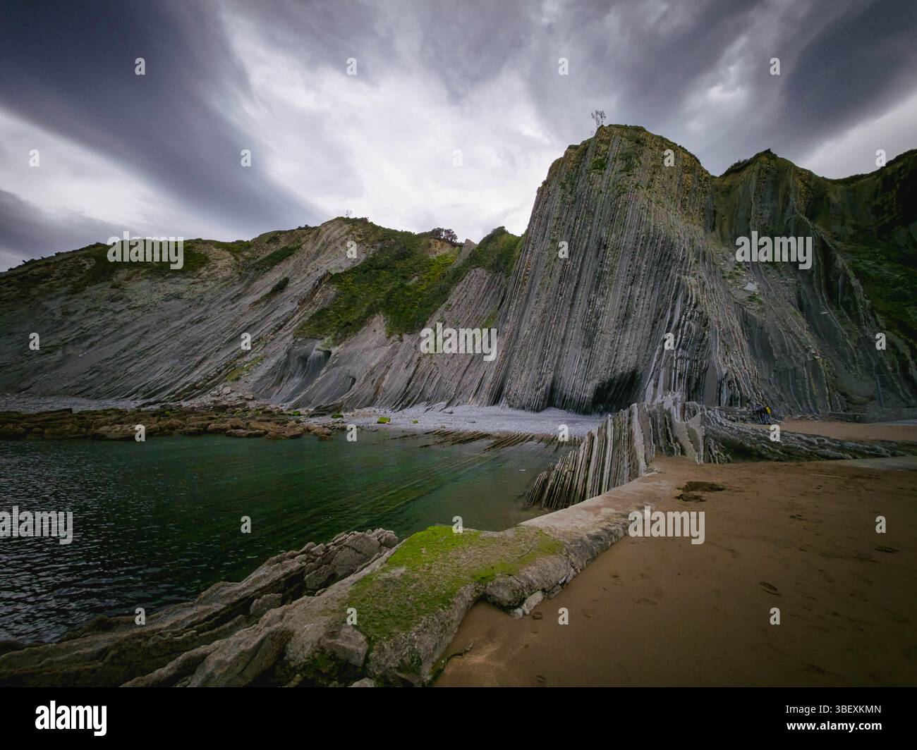 Scenic view of the cliff in Zumaia, Spain - Smartphone Captured Stock Image