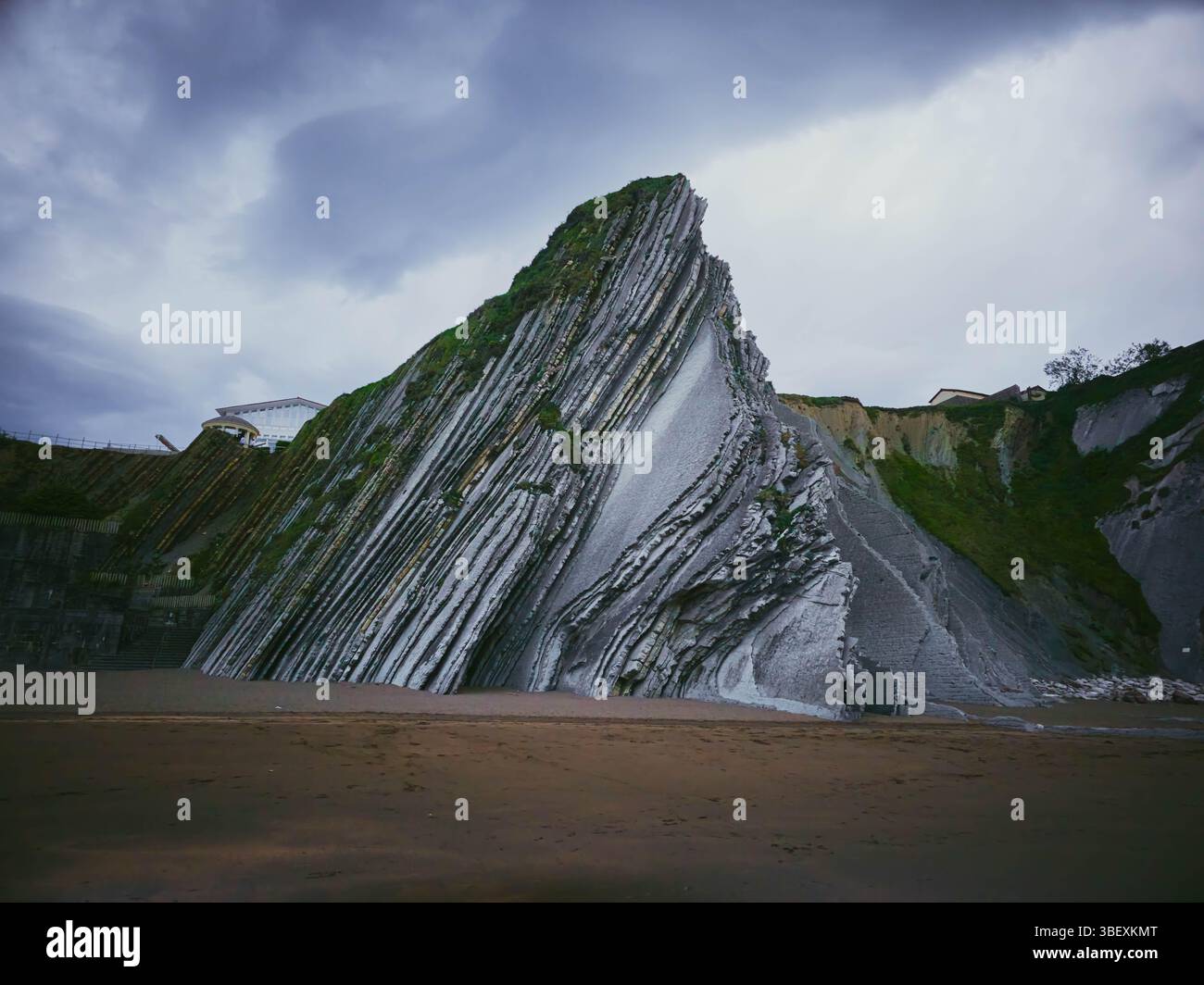 Scenic view of the cliff in Zumaia, Spain - Smartphone Captured Stock Image