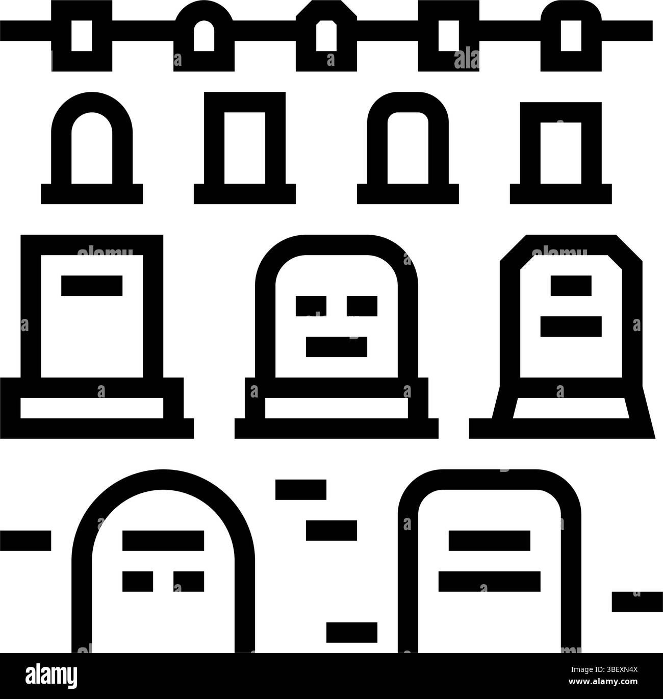 cemetery landscape mortality line icon vector illustration Stock Vector ...