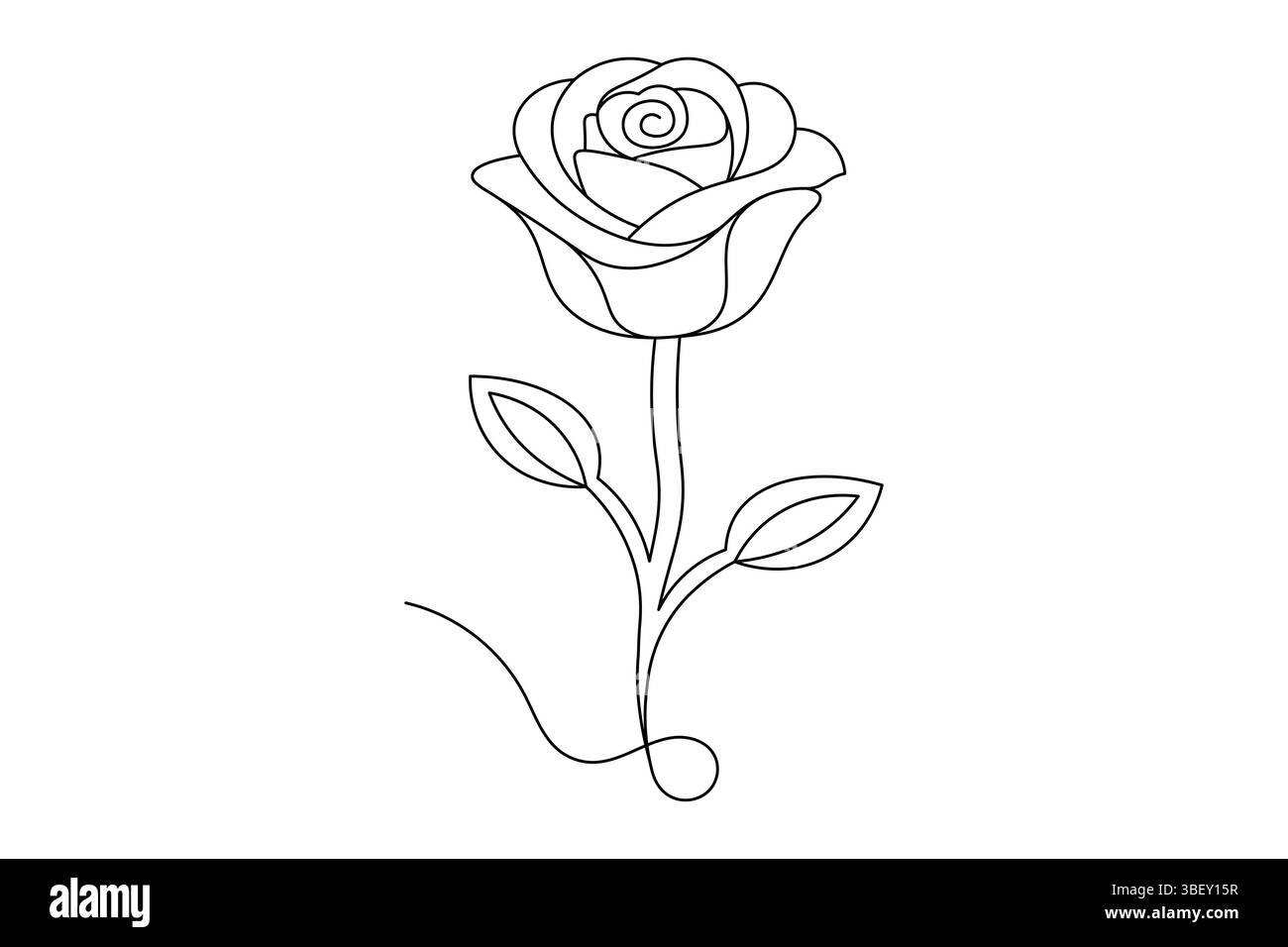 Rose Flower Continuous Line Drawing Elegant One Line Art of a ...