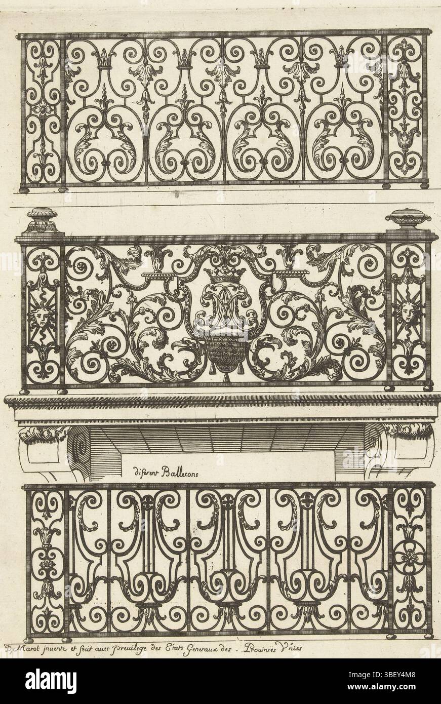 Monogram Railing Drie balkonleuningen hi-res stock photography and images - Alamy