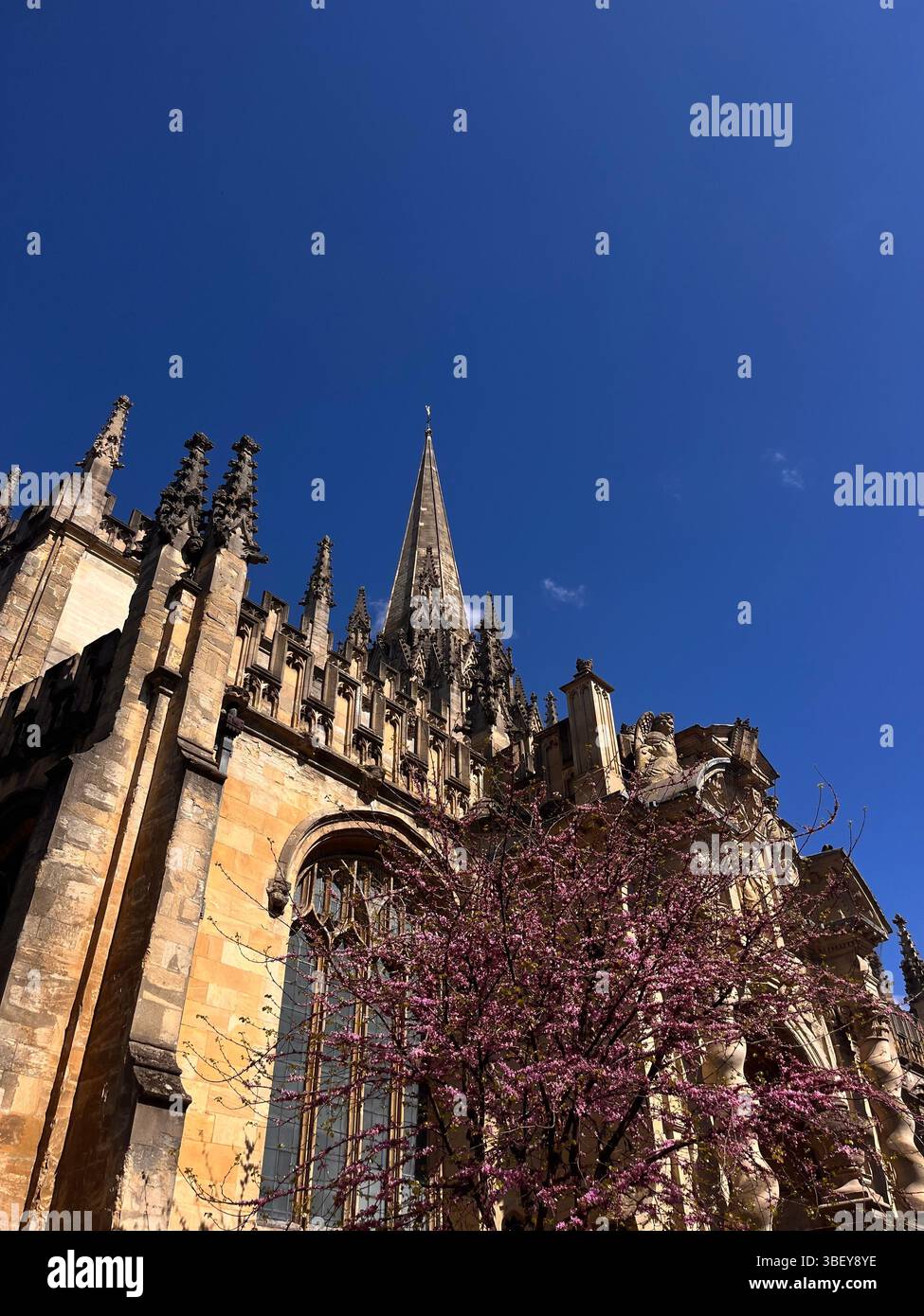 The aesthetic architecture of churches and cathedrals in Oxford in Oxfordshire, England, United Kingdom, Europe. - Smartphone Captured Stock Image