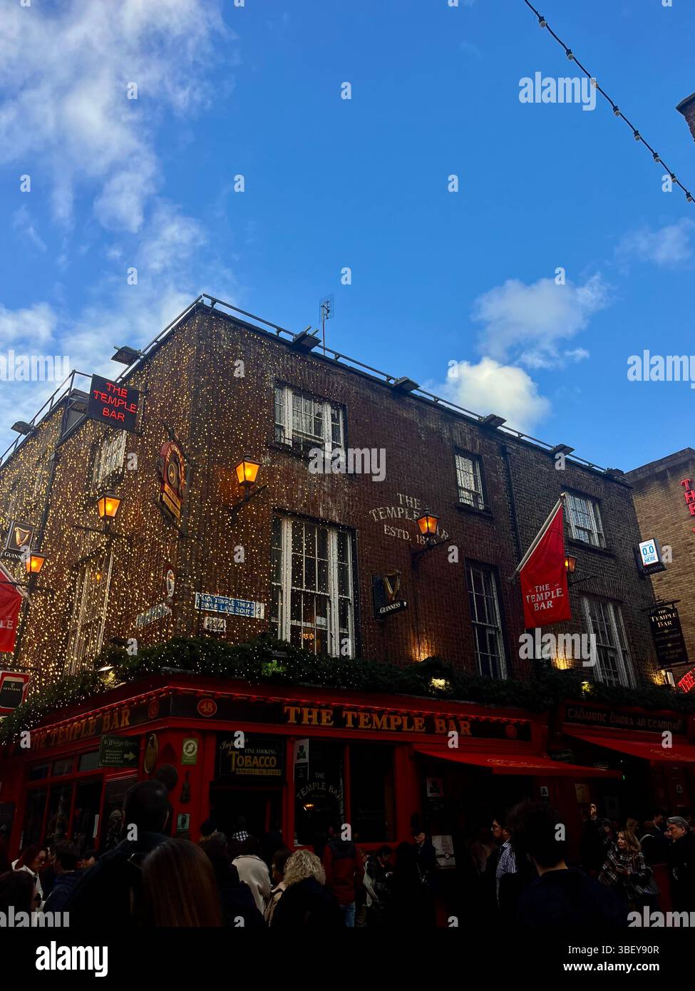 The Temple Bar Pub in Dublin, Ireland, United Kingdom, Europe. An iconic tourist attraction. - Smartphone Captured Stock Image