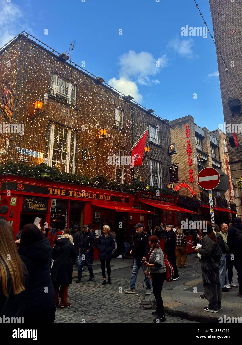 The Temple Bar Pub in Dublin, Ireland, United Kingdom, Europe. An iconic tourist attraction. - Smartphone Captured Stock Image