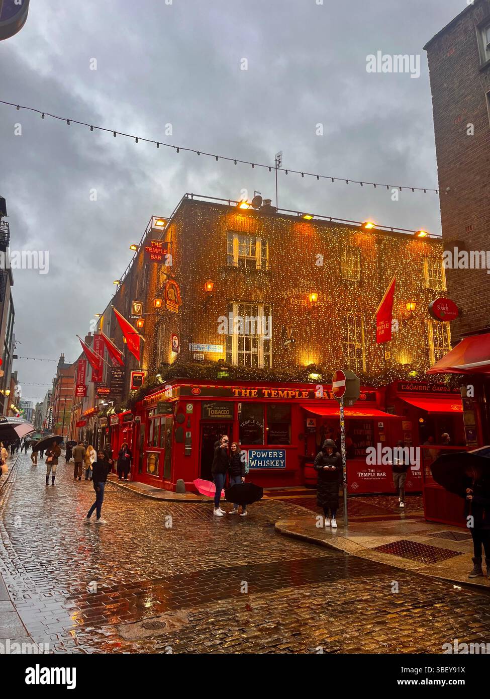 The Temple Bar Pub in Dublin, Ireland, United Kingdom, Europe. An iconic tourist attraction. - Smartphone Captured Stock Image