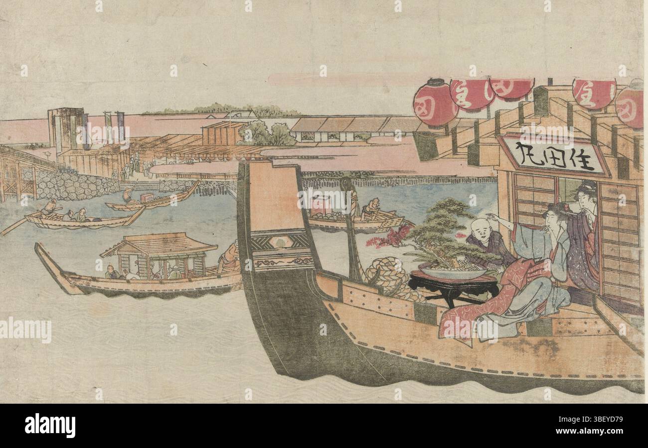 T omoba 舟の絵 Pleasure-Boating on the Sumida River, 1788/90, Kitagawa Utamaro