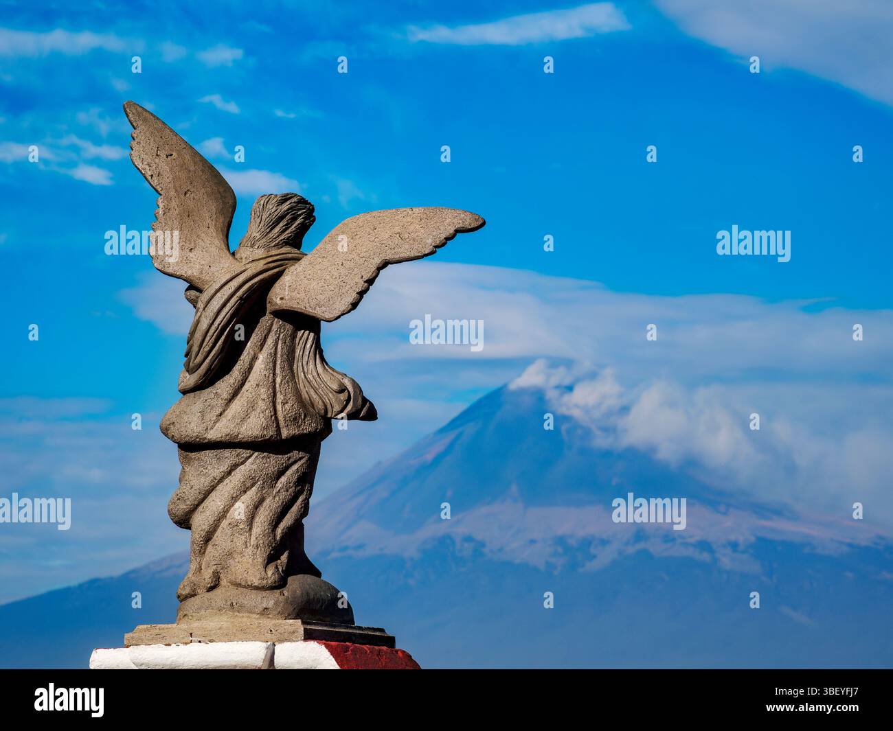 Angel Sculpture in front of the Nuestra Senora de los Remedios Church ...