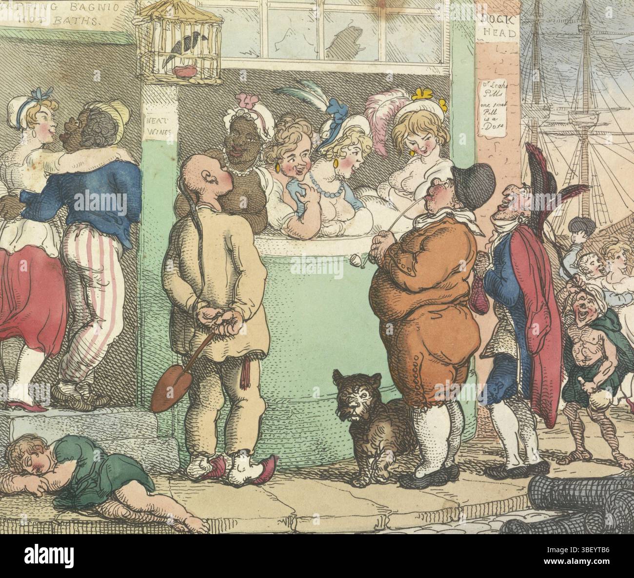 Wapping Port London, Tegg, Thomas, Bunbury, Henry William, London, Rowlandson, Black ...