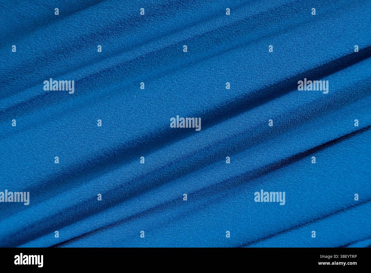 Macro Texture Polyester Blue Fabric. Stock Photo
