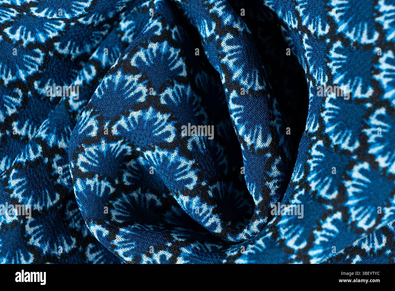 One hundred percent polyester fabric macro top view. Stock Photo
