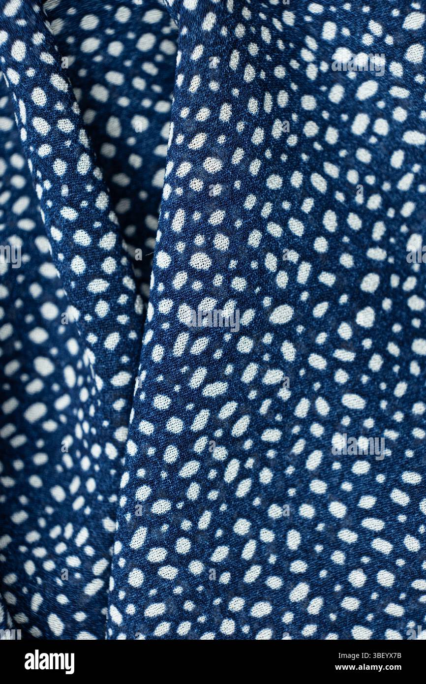 One hundred percent polyester fabric macro top view. Stock Photo