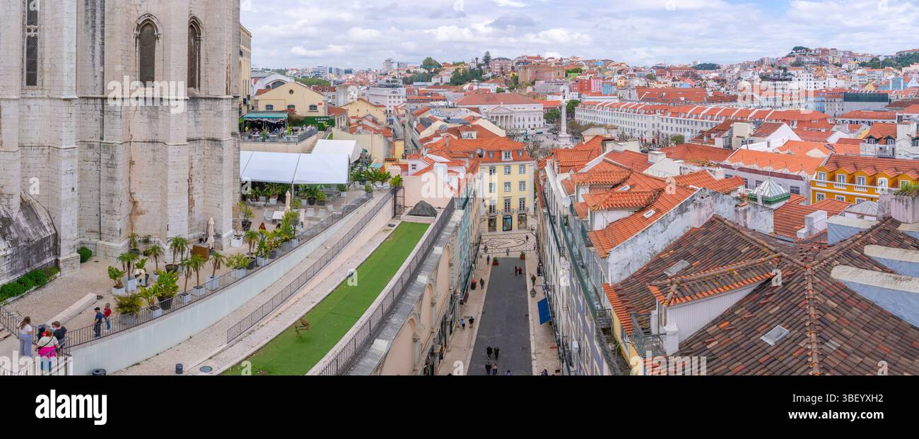 View of city skyline from Santa Justa Lift on a sunny day, Lisbon, Portugal, Europe Stock Photo