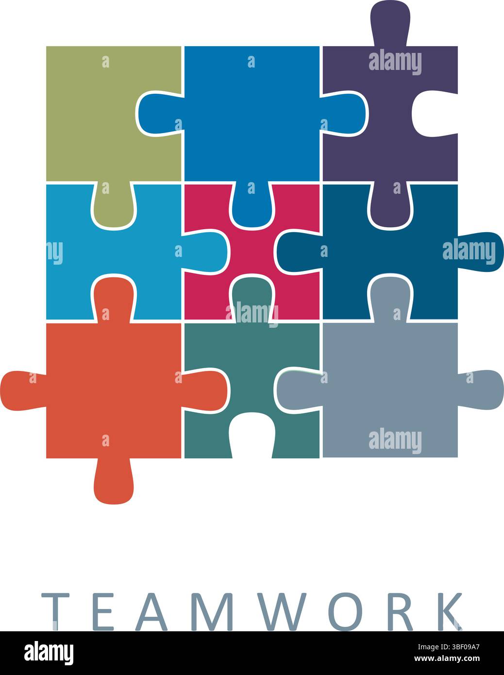 puzzle pieces teamwork concept isolated vector illustration Stock ...