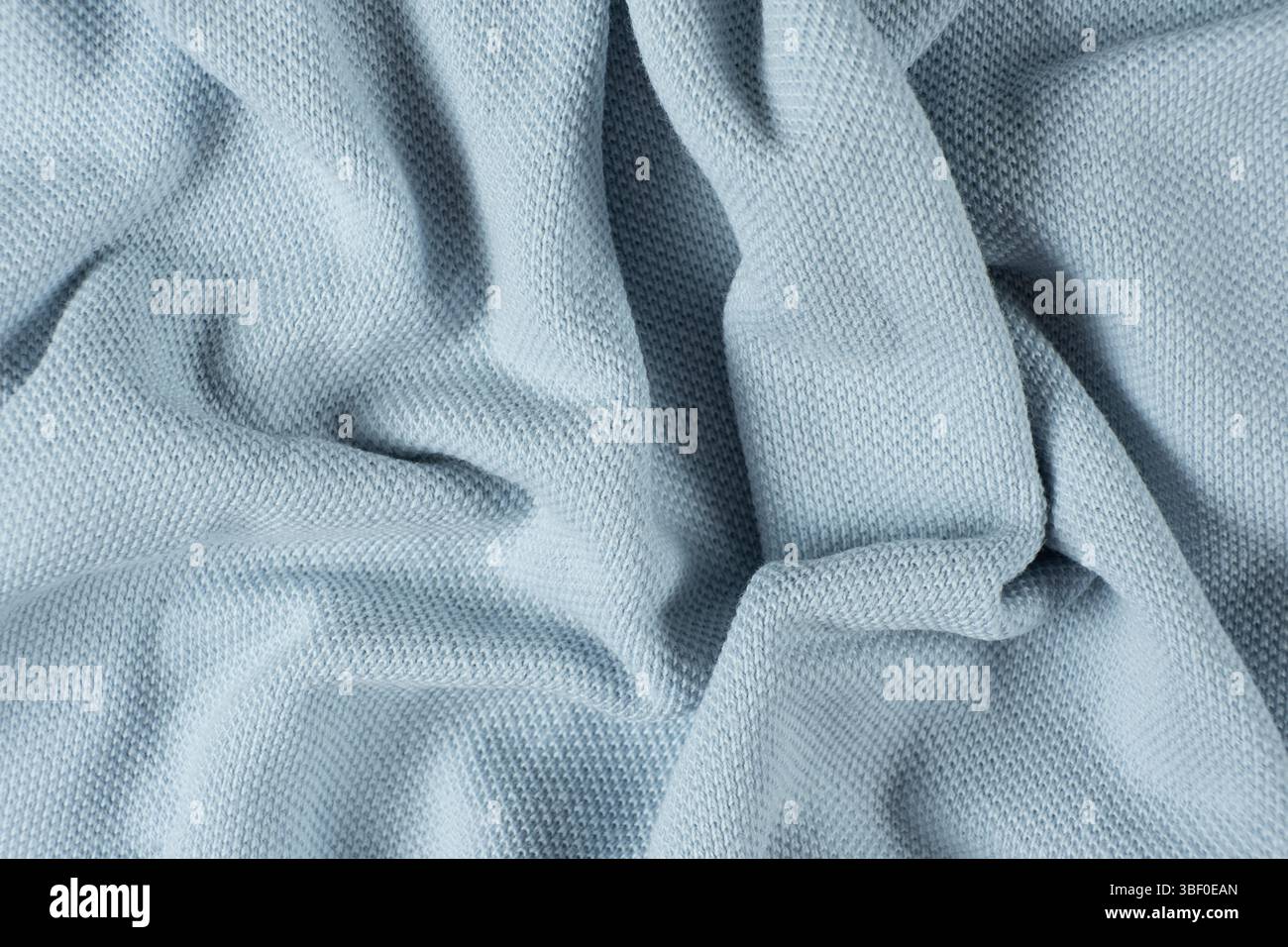 Abstract fabric blue cotton background macro texture. Stock Photo