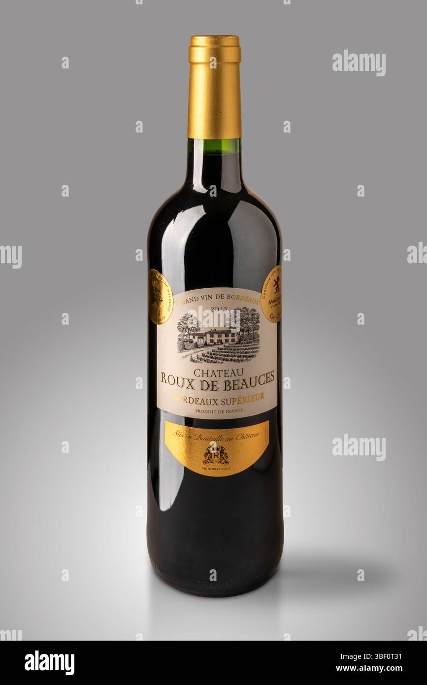 Bordeaux, France - May 29, 2025: bottle of bordeaux superieur wine ...