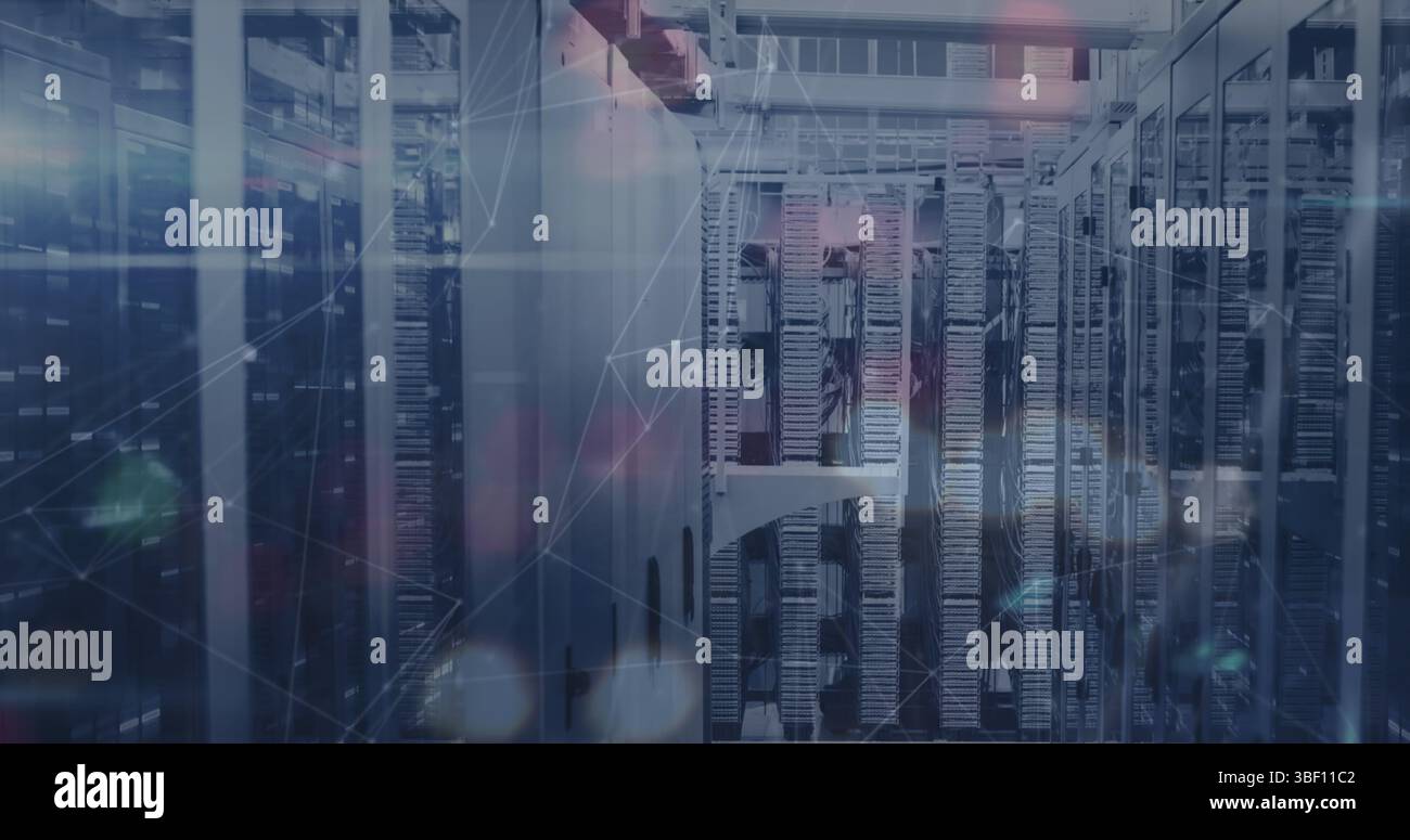 Image of connections over servers Stock Photo