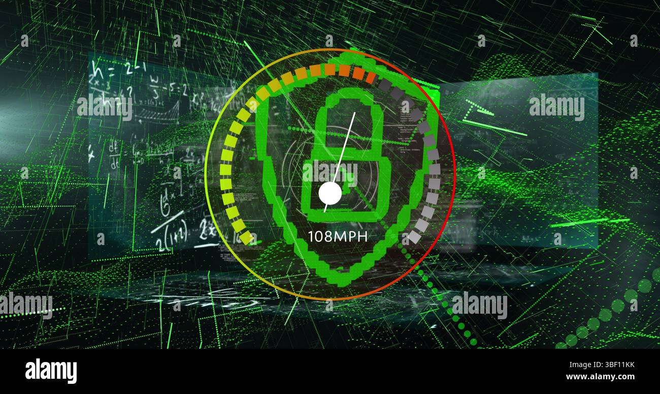 Image of data processing over black background Stock Photo